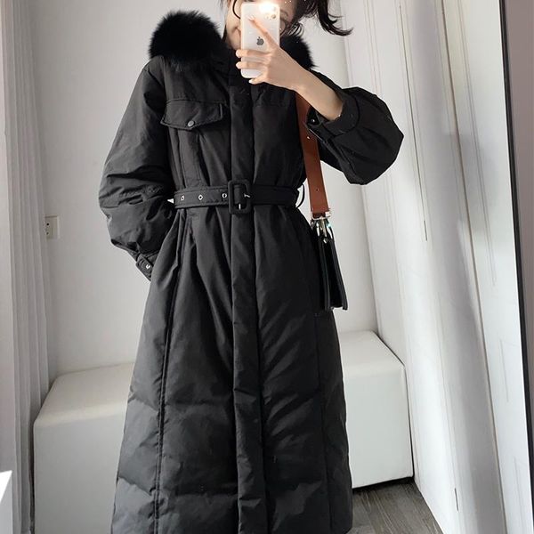 women's down & parkas ftlzz winter women hair collar white duck hooded waist closing temperament coat thick warm jacket with belt, Black
women's down & parkas ftlzz winter women hair collar white duck hooded waist closing temperament coat thick warm jacket with belt, Black