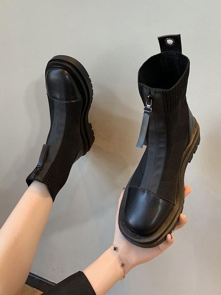 white ankle boots women's shoes platform zipper luxury designer booties ladies boots-women low clogs med rock rubber fashion, Black
white ankle boots women's shoes platform zipper luxury designer booties ladies boots-women low clogs med rock rubber fashion, Black