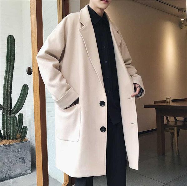 woolen men's winter korean fashion handsome thickened warm woollen windbreaker coat medium length loose fitting, Tan;black
woolen men's winter korean fashion handsome thickened warm woollen windbreaker coat medium length loose fitting, Tan;black