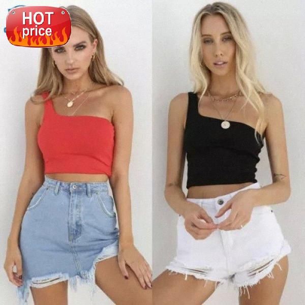 women cool single one shoulder tank vest bare midriff sleeveless t-shirt summer beach crop #cr3a, White
women cool single one shoulder tank vest bare midriff sleeveless t-shirt summer beach crop #cr3a, White