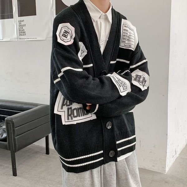 2021 male autumn thin new contrast cardigan sweater youth wear 54l0, White;black
2021 male autumn thin new contrast cardigan sweater youth wear 54l0, White;black