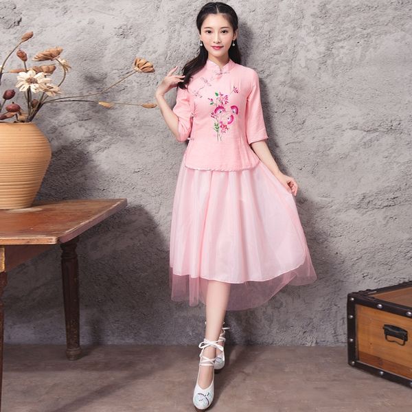 90582020 ethnic style embroidered national tang costume stand collar slim tang tea suit women's skirt square dance suit gr7xi, Gray
90582020 ethnic style embroidered national tang costume stand collar slim tang tea suit women's skirt square dance suit gr7xi, Gray