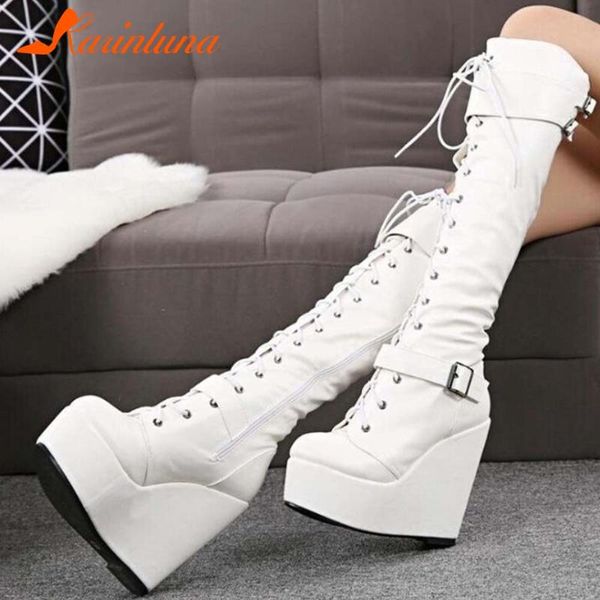 karin knee high boots motorcycle platform wedges round toe buckle cross-tied zip solid autumn winter shoes woman, Black
karin knee high boots motorcycle platform wedges round toe buckle cross-tied zip solid autumn winter shoes woman, Black