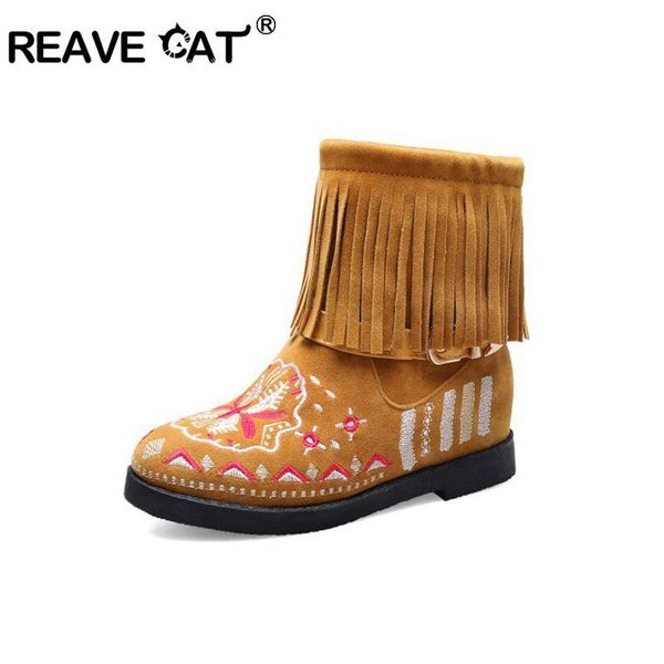 boots reave cat winter snow woman lady ankle low heels embroidered fringe warm flock zipper big size 43, Black
boots reave cat winter snow woman lady ankle low heels embroidered fringe warm flock zipper big size 43, Black