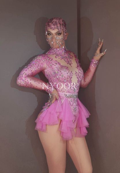 sparkly rhinestone bodysuit women elastic pink mesh ruffles crystal leotard nightclub dancer costume stage wear party outfit, Black;red
sparkly rhinestone bodysuit women elastic pink mesh ruffles crystal leotard nightclub dancer costume stage wear party outfit, Black;red