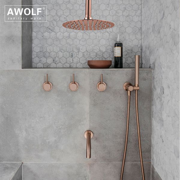 bathroom shower set brushed rose gold simplicity solid brass 8" shower head faucet mixer tap shower bath black chrome ah3023 1011
bathroom shower set brushed rose gold simplicity solid brass 8" shower head faucet mixer tap shower bath black chrome ah3023 1011