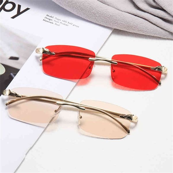 73% off factory sale new leopard head frameless trimming small frame women's sunglasses sunglasses, White;black