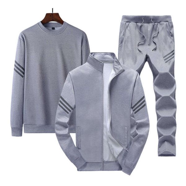 men's autumn and winter sports new large jacket pants t-shirt three piece sweater set, Gray
men's autumn and winter sports new large jacket pants t-shirt three piece sweater set, Gray