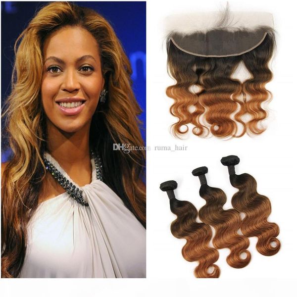 3 tone human hair bundles 1b 4 30 ombre hair with lace frontal body wave human hair weaves with lace frontal closure, Black;brown
3 tone human hair bundles 1b 4 30 ombre hair with lace frontal body wave human hair weaves with lace frontal closure, Black;brown