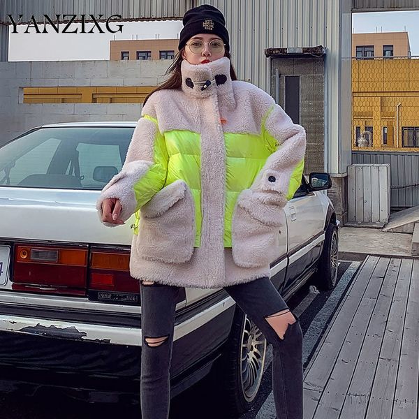 lambswool splice plus size parka women thick warm turtleneck winter coat women trend streetwear clothes f228, Black
lambswool splice plus size parka women thick warm turtleneck winter coat women trend streetwear clothes f228, Black