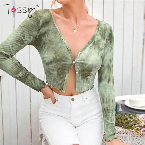 women's t-shirt tossy tie dye print women crop white ribbed long sleeve 2021 spring v-neck outfits casual streetwear knitwear cardigan
women's t-shirt tossy tie dye print women crop white ribbed long sleeve 2021 spring v-neck outfits casual streetwear knitwear cardigan