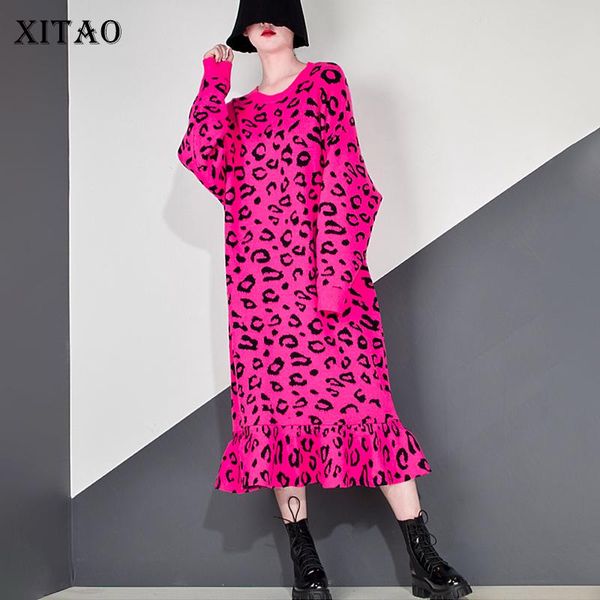 xitao leopard ruffles knitting dress women trendy fashion new style casual o neck collar long sleeve pullover elegant xj5155, Black;gray
xitao leopard ruffles knitting dress women trendy fashion new style casual o neck collar long sleeve pullover elegant xj5155, Black;gray