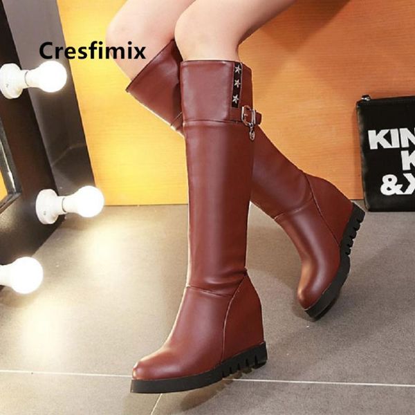 boots cresfimix women fashion sweet height increased long lady casual black pu leather winter botas de mujer b6030
boots cresfimix women fashion sweet height increased long lady casual black pu leather winter botas de mujer b6030