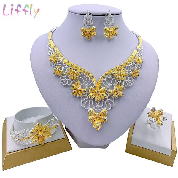 liffly nigerian elegant women flower necklace bracelet party earrings ring crystal jewelry bridal wedding jewelry sets, Silver
liffly nigerian elegant women flower necklace bracelet party earrings ring crystal jewelry bridal wedding jewelry sets, Silver