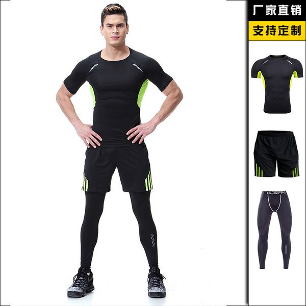 new fitness men's quick dry t-shirt high elastic tight compression suit training running sportswear 3-piece set, Gray
new fitness men's quick dry t-shirt high elastic tight compression suit training running sportswear 3-piece set, Gray