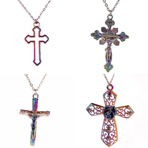 vintage 1pcs rainbow color zinc alloy jesus cross pendant religious faith charm frame with stainless steel chain necklaces, Silver
vintage 1pcs rainbow color zinc alloy jesus cross pendant religious faith charm frame with stainless steel chain necklaces, Silver