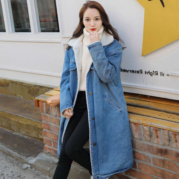 new women long windbreak plus velvet denim trench coat women's winter oversized loose warm lamb cotton padded female outerwear 1028, Tan;black
new women long windbreak plus velvet denim trench coat women's winter oversized loose warm lamb cotton padded female outerwear 1028, Tan;black