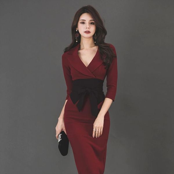 elegant v neck patchwork bow women dress high waist knee length vestidos spring office ladies bodycon dress female 2021, Black;gray
elegant v neck patchwork bow women dress high waist knee length vestidos spring office ladies bodycon dress female 2021, Black;gray