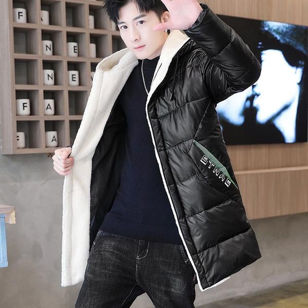 men's hooded winter warm jacket coat lamb lining puffer youth jacket male parka men's shiny clothing, Black
men's hooded winter warm jacket coat lamb lining puffer youth jacket male parka men's shiny clothing, Black