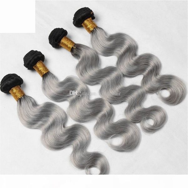 new arrival 4pcs lot silver grey ombre hair extensions #1b grey body wave 9a brazilian virgin human hair weaves ombre hair bundles, Black
new arrival 4pcs lot silver grey ombre hair extensions #1b grey body wave 9a brazilian virgin human hair weaves ombre hair bundles, Black