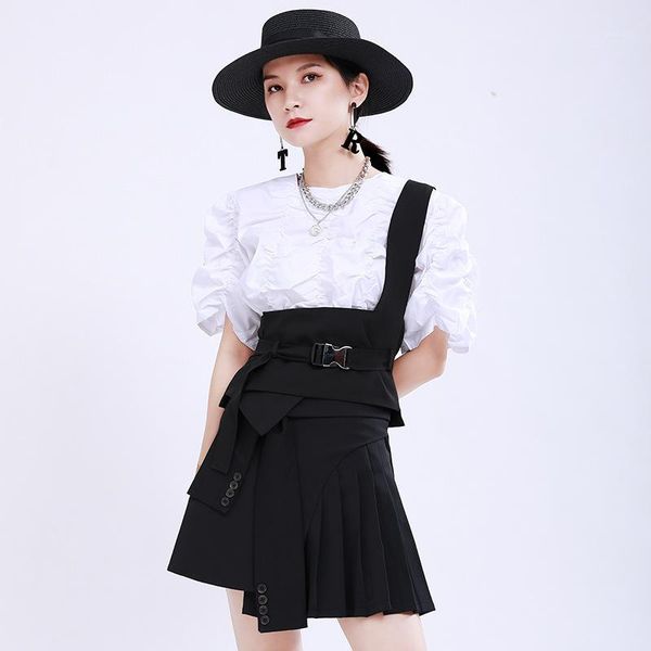 2020 summer new tooling skirt irregular a-line skirt pleated button short female wild strap1, Black
2020 summer new tooling skirt irregular a-line skirt pleated button short female wild strap1, Black