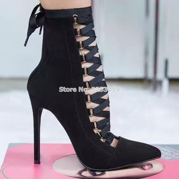 luxurious ring buckle suede pointed toe boots celebrity ribbon lace-up thin high heel party shoes discount motorcycle boots, Black
luxurious ring buckle suede pointed toe boots celebrity ribbon lace-up thin high heel party shoes discount motorcycle boots, Black