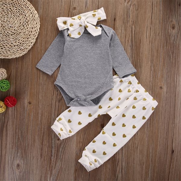 newborn baby girl clothes long sleeve romper love pants headband casual outfits cotton infant clothing set solid lj201223, White
newborn baby girl clothes long sleeve romper love pants headband casual outfits cotton infant clothing set solid lj201223, White