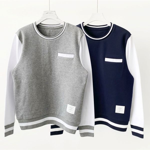 cotton classic jersey contrast color,white sleeves,tb pullover crewneck sweatshirts white trim decoration thom mens womens tracksuit sweats, Black
cotton classic jersey contrast color,white sleeves,tb pullover crewneck sweatshirts white trim decoration thom mens womens tracksuit sweats, Black