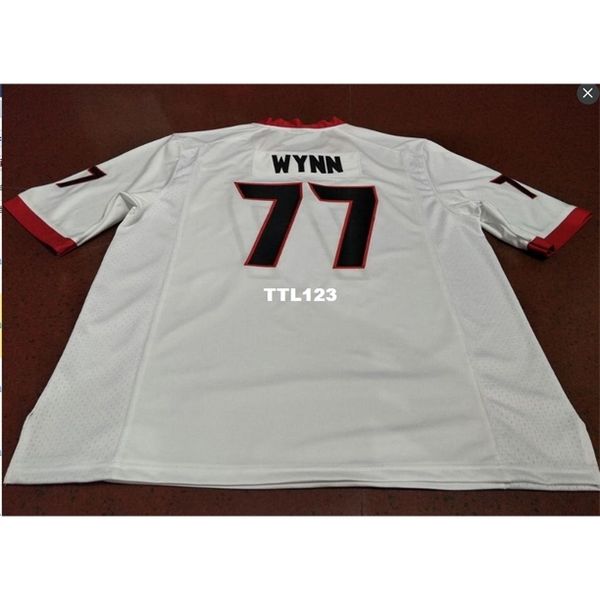 121 #77 isaiah wynn georgia bulldogs size s-4xl red black white college jersey or custom any name or number jersey