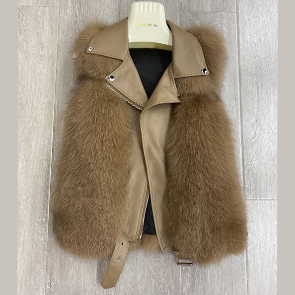 2020 winter stylish fox fur vest ladies locomotive coat women's short slim sleeveless jacket, Black
2020 winter stylish fox fur vest ladies locomotive coat women's short slim sleeveless jacket, Black
