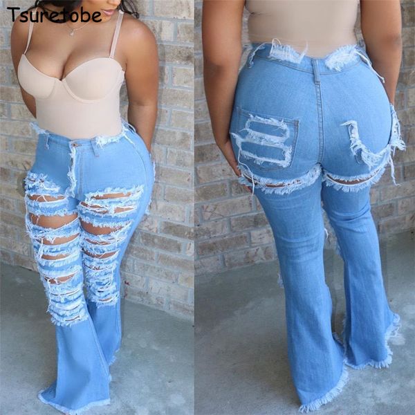 tsuretobe ripped for women high waisted fashion flare with holes vintage bell bottom jeans womens clothing 201029, Blue
tsuretobe ripped for women high waisted fashion flare with holes vintage bell bottom jeans womens clothing 201029, Blue