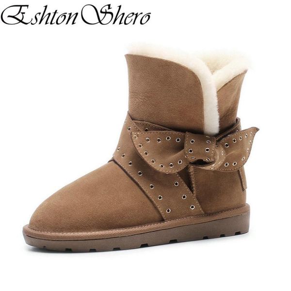 eshtonshero winter women shoes woman ankle boots round toe butterfly-knot cow suede+plush flat heel ladies snow boots size 34-39, Black
eshtonshero winter women shoes woman ankle boots round toe butterfly-knot cow suede+plush flat heel ladies snow boots size 34-39, Black