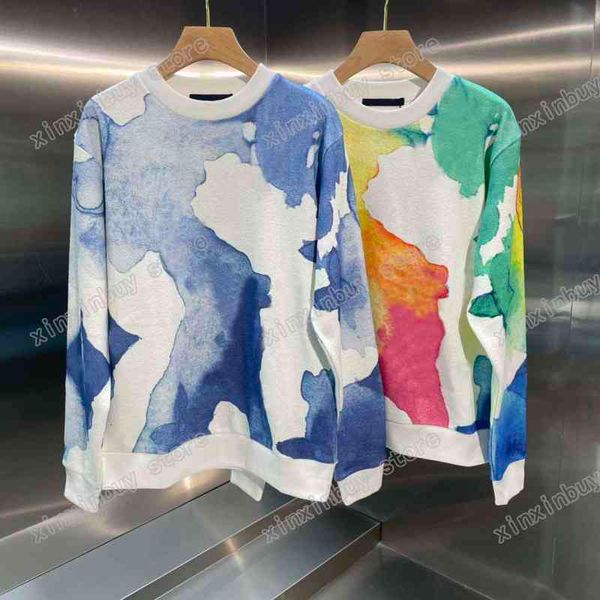 21ss mens women designer sweatshirts hoodies multicolor watercolor print casual fashion men wild blue coffee color, Black
21ss mens women designer sweatshirts hoodies multicolor watercolor print casual fashion men wild blue coffee color, Black