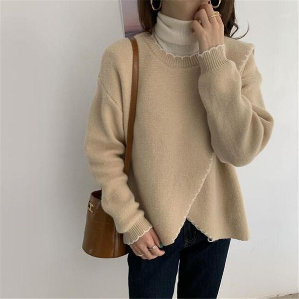 autumn/winter elegant o-neck pullover sweater contrast color loose side slit long sleeve knitted sweater women fashion knitwear1, White;black
autumn/winter elegant o-neck pullover sweater contrast color loose side slit long sleeve knitted sweater women fashion knitwear1, White;black