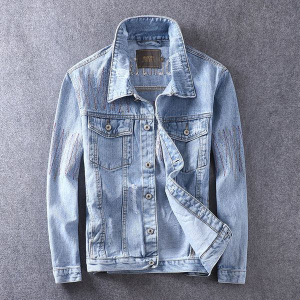 2021 new fashion streetwear retro light blue embroidery designer ripped denim jackets men coats hip hop chaqueta 1n0e, Black;brown
2021 new fashion streetwear retro light blue embroidery designer ripped denim jackets men coats hip hop chaqueta 1n0e, Black;brown