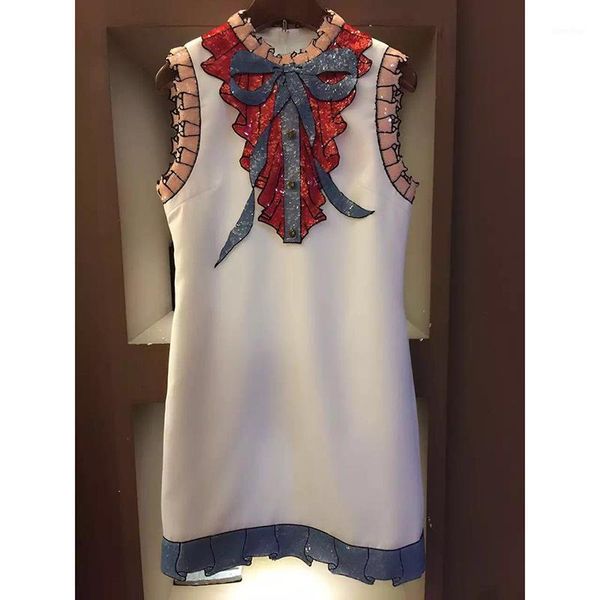 wholesale- fashion 2016 summer runway dress women's sleeveless luxury sequined bow vintage mini dress1, White;black
wholesale- fashion 2016 summer runway dress women's sleeveless luxury sequined bow vintage mini dress1, White;black