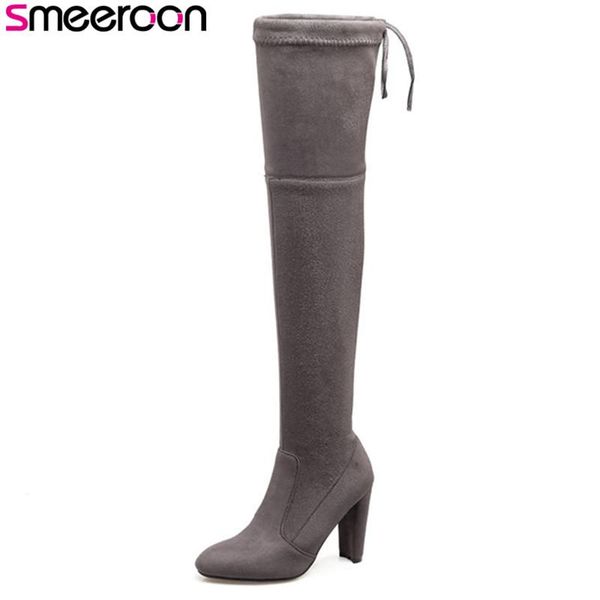 smeeroon new pointed toe super high heels over the knee boots for women autumn winter boots slip on women big size 34-43, Black
smeeroon new pointed toe super high heels over the knee boots for women autumn winter boots slip on women big size 34-43, Black