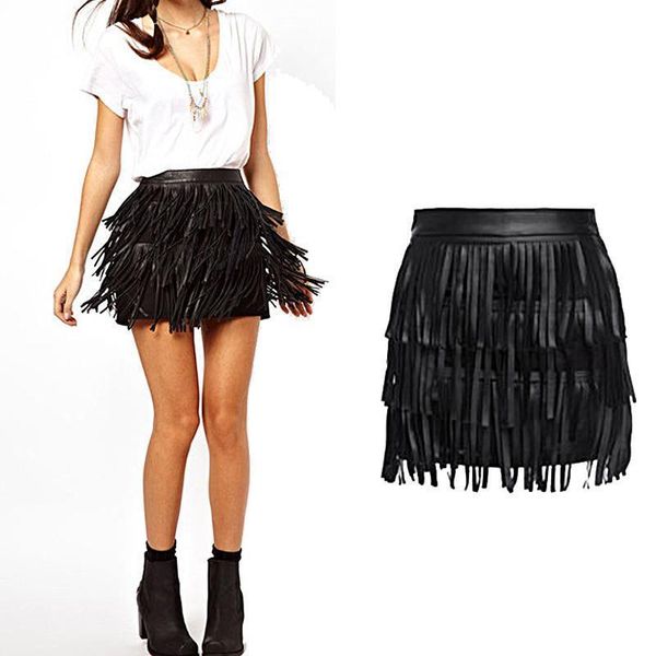 skirts womens new design high waist synthetic pu leather fringe tassel embellished summer mini skirt black
skirts womens new design high waist synthetic pu leather fringe tassel embellished summer mini skirt black