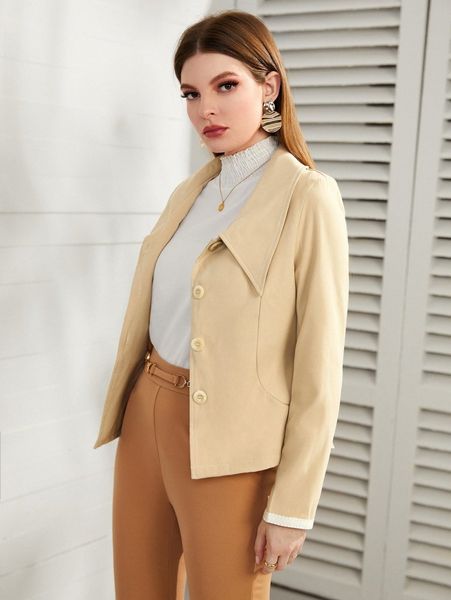 contrast tape cuff button front jacket s2wj#, Black;brown 
contrast tape cuff button front jacket s2wj#, Black;brown