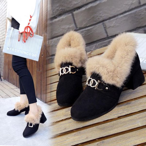 2020 winter fashion high heeled fuzyy shoes thick heel genuine cony hair plush slip on women pumps black with buckle
2020 winter fashion high heeled fuzyy shoes thick heel genuine cony hair plush slip on women pumps black with buckle