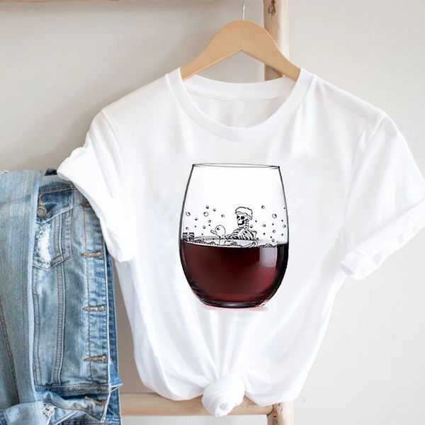 women's t-shirt wine printing lady short sleeve casual cartoon tee fashion graphic oversized t shirt female t-shirt clothing, White
women's t-shirt wine printing lady short sleeve casual cartoon tee fashion graphic oversized t shirt female t-shirt clothing, White