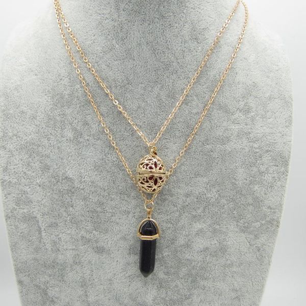 pendant necklaces two golden chain layered and locket cage acrylic drusy shape women`s essential oil diffuser necklace, Silver
pendant necklaces two golden chain layered and locket cage acrylic drusy shape women`s essential oil diffuser necklace, Silver