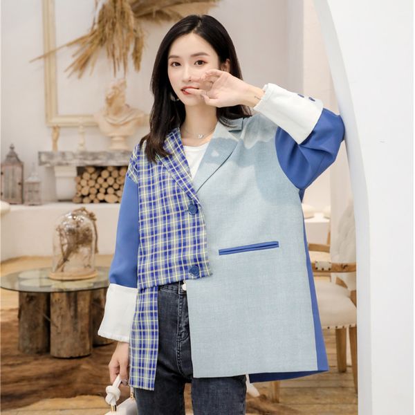 lanmrem irregular stitching suit jacket female autumn new lapel long sleeve single button casual suit jacket 19b-a367 201102, White;black
lanmrem irregular stitching suit jacket female autumn new lapel long sleeve single button casual suit jacket 19b-a367 201102, White;black