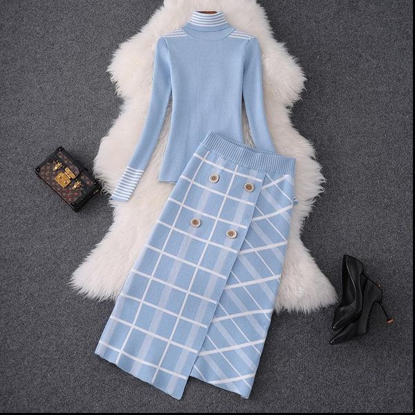 elegant women sweater skirt 2 piece set 2021 new fashion autumn winter high neck knitted plaid lady skirt suit set tz157, Gray
elegant women sweater skirt 2 piece set 2021 new fashion autumn winter high neck knitted plaid lady skirt suit set tz157, Gray