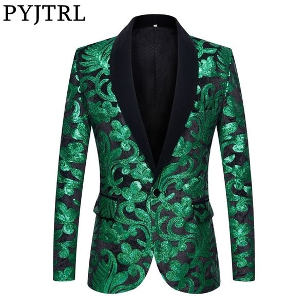 pyjtrl sequins velvet series men stylish blazers green black velvet floral sequins suit jacket wedding prom singers slim costume lj201223, White;black
pyjtrl sequins velvet series men stylish blazers green black velvet floral sequins suit jacket wedding prom singers slim costume lj201223, White;black