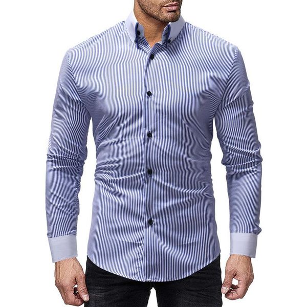 men's casual shirts contrast vertical striped dress high-quality comfortable cotton long sleeve slim-fit button-down shirt, White;black
men's casual shirts contrast vertical striped dress high-quality comfortable cotton long sleeve slim-fit button-down shirt, White;black