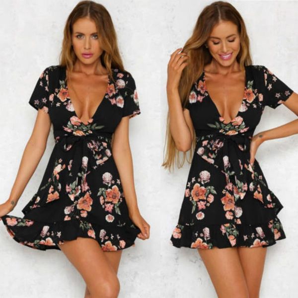 boho women holiday floral wrap frill mini summer beach short mini dress sundress women bandage v-neck dresses, Black;gray
boho women holiday floral wrap frill mini summer beach short mini dress sundress women bandage v-neck dresses, Black;gray
