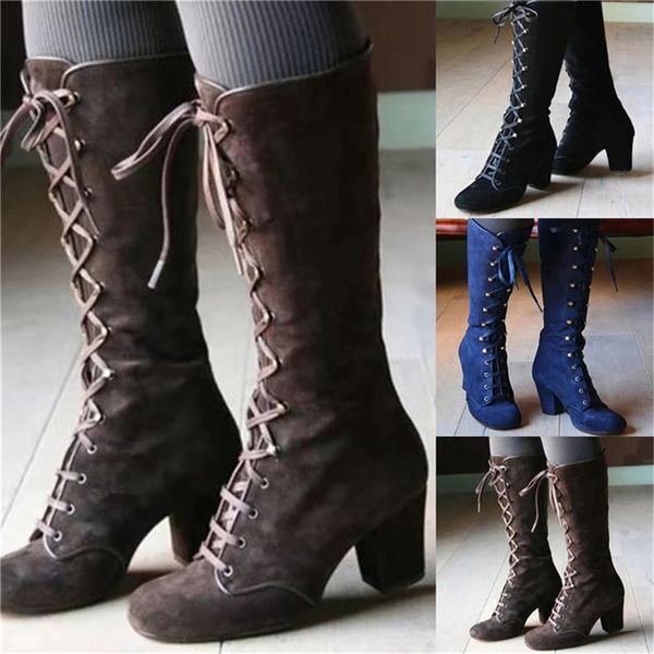 2021 new kneel retro vintage women mid-calf boots lace up gross leaps shoes rhin, Black
2021 new kneel retro vintage women mid-calf boots lace up gross leaps shoes rhin, Black