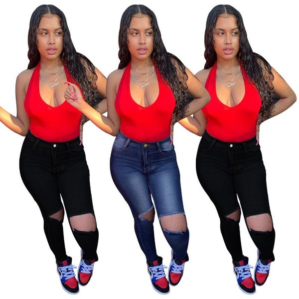 high waist ripped jeans 2021 spring lady's new button light washed hollow out skinny elastic streetwear denim pencil pants, Blue
high waist ripped jeans 2021 spring lady's new button light washed hollow out skinny elastic streetwear denim pencil pants, Blue