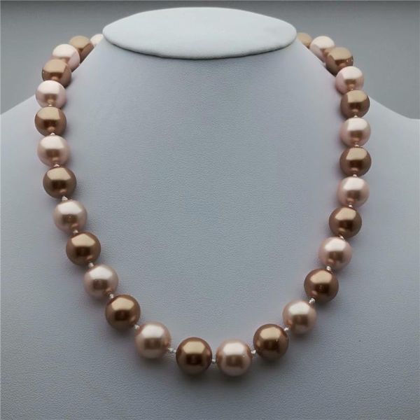 chains beautiful natural + 12mm pink brown round shell pearl necklace 18 inches, a gift for mom, Silver
chains beautiful natural + 12mm pink brown round shell pearl necklace 18 inches, a gift for mom, Silver